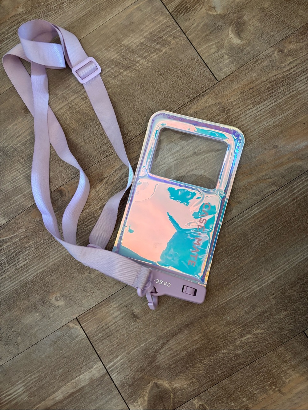 Waterproof Iridescent Phone Crossbody Case with Lilac Strap